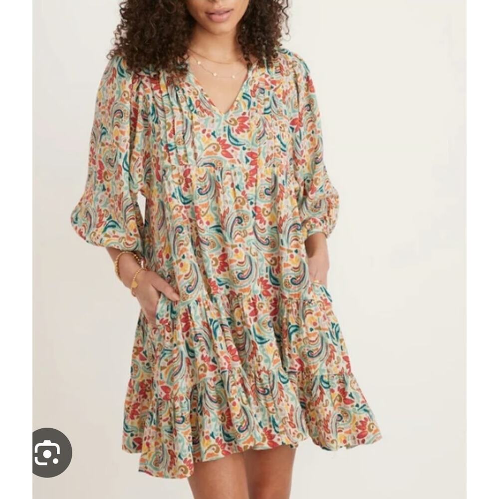 Marine Layer Women's Multi Paisley Scarlett Mini Dress XS 100% Cotton